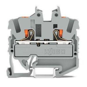 2252-1201, 2-Leiter-Mini-Durchgangsklemme;mit Drücker;2,5 mm²;grau