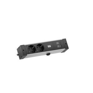 941.301 DESK RAIL 2xCEE7/3 1xUSB A&C 22W, 2,0m G