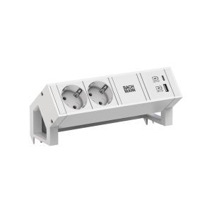 902.3201, DESK2 white 2xCEE7/3 1xUSB A/C 22W 0, 2m GST18