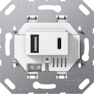 234900, USB-Spannungsvers. 2f Typ A/C Einsatz Weiß