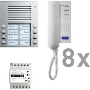 PAAH082/001, audio:pack AP für 8 Wohneinheiten, mit Außenstation PES 8 Klingeltasten + 8x Türtelefon ISH3030 + Steuergerät BVS20