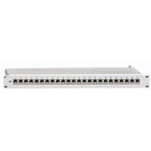 PP-Cat.6A iso-24/1, Patchpanel der Category 6A, ClassEA; 19/1 HE; mit 24 RJ45-Steckbuchsen; Direktmontage; Frontfarbe: lichtgrau (ähnlich RAL 7035)