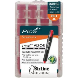 BIZ 780853, Wachs-Ersatzminen rot für Pica Visor BIZ 780 852 (x 4)