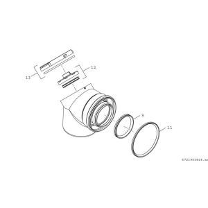 FC-CER80-87, BOSCH Abgaszubehör FC-CER80-87 Doppelrohrbogen Prüföffnung, d:80/125 mm