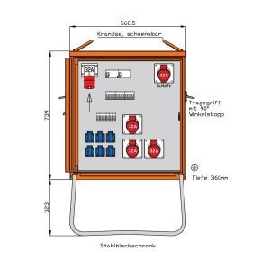 WEV0791R1 Endverteiler 22kVA mit Anbaugerätestecke