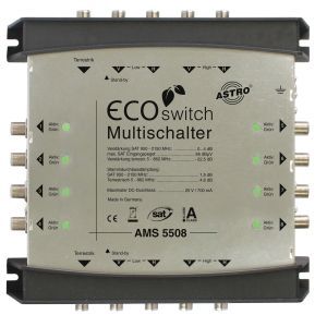 AMS 5508 ECOswitch, Kaskadierbarer Multischalter für das AMS 5er Ecoswitch-System (Erweiterungsgerät), 5 Eingänge für eine Satellitenposition plus Terrestrik, 8 Teilnehme