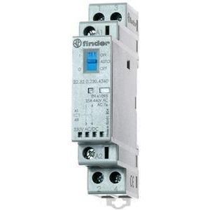 22.32.0.024.4340, Schütz für Reiheneinbau, 2 Schließer 25 A, Spule 24 V AC/DC, On-Auto-Off - Schalter, LED-Anzeige