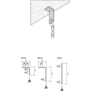 UM-44 Befestigungswinkel mit Loch 6,5mm 90 Gra