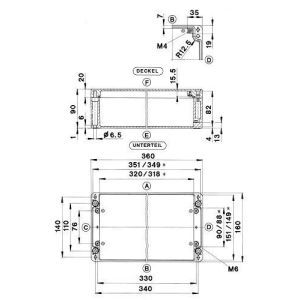 GEH CA-310 UNL BEA, Aluminium Gehäuse Typ CA-310, ungewaschen, unlackiert, Zubehör lose, Außenmaß: 360 x 160 x 90 mm