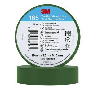 Temflex™165 19x25Green, 3M™ Temflex™ Vinyl-Isolierband 165, Grün, 19 mm x 25 m