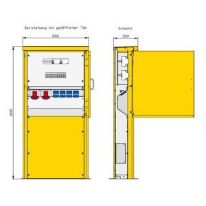 84401015 Energiesäule aus Edelstahl mit 2 RCDs Ty