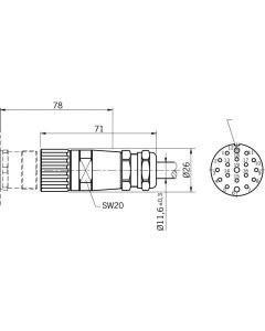 C-M23F19-19XDIFPU20,0-MA-092726 ANSCHLUSSLEITUNG GERADE