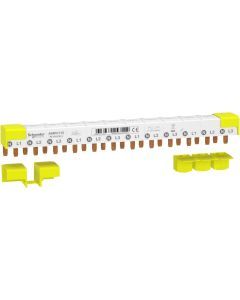 A9XPC712, Acti9 Phasenschiene Stift, 3P+N, 9mm-Stift-Abstand, 80A, 12 Module, 4-Endkappen