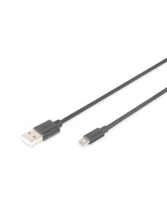 AK-300110-030-S, USB 2.0 Anschlusskabel, Typ A - micro B St/St 3.0m, USB 2.0 konform UL, sw