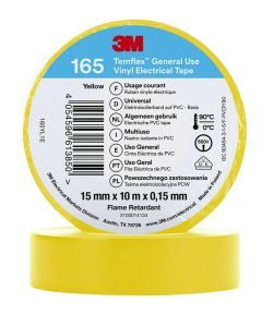 Temflex™165 15x10Yellow, 3M™ Temflex™ Vinyl-Isolierband 165, Gelb, 15 mm x 10 m