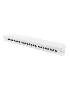 DN-91624S-EA, DIGITUS CAT 6A Klasse EA Patch Panel,geschirmt,1HE 24-Port RJ45 inkl. Staubschutz, 8P8C, RAL 7035, 483 mm (19)