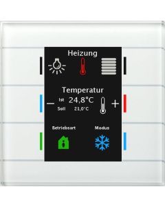 BE-GT2TW.02, KNX Glastaster II Smart mit Farbdisplay und Temperatursensor, Weiß