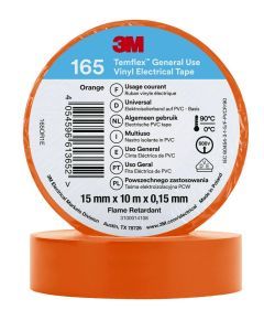 Temflex™165 15x10Orange, 3M™ Temflex™ Vinyl-Isolierband 165, Orange, 15 mm x 10 m