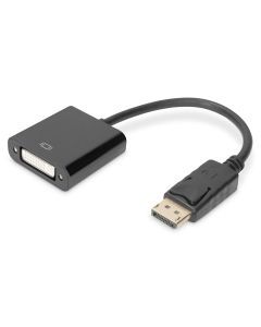 AK-340401-001-S, DisplayPort Adapterkabel, DP - DVI (24+5) St/Bu, 0.15m, m/Verriegelung, DP 1.2 kompatibel, UL, CE, sw