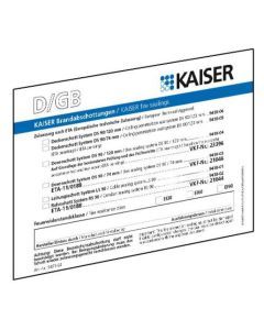 9473-91, Brandschutz Schott-Kennzeichnungsschild, Sprachen D/GB/FR/I, für alle KAISER-Schottungen