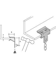 HAH-1420, Trägerklammer Drahtseil / Kettenaufhängung, Flanschstärke 14…20mm, M6