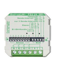 FS3 U4 (230V AC), Funk-Sender FS3 U4, 4-Kanal, 230V AC,  Intervallsender, Unterputz