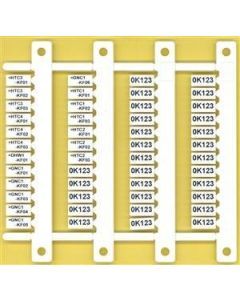 060.48, Bezeichnungsschildmatte mit 48 Schildern, 6 x 12 mm, für div. Relaisserien, für Thermotransfer-Drucker geeignet