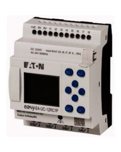 EASY-E4-UC-12RC1P, Steuerrelais, erweiterbar, vernetzbar (Ethernet), 12/24 V DC, 24 V AC, digital: 8, davon analog nutzbar: 4, Ausgänge Anzahl: Relais: 4, Push-In-Klemme