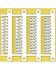 060.48, Bezeichnungsschildmatte mit 48 Schildern, 6 x 12 mm, für div. Relaisserien, für Thermotransfer-Drucker geeignet