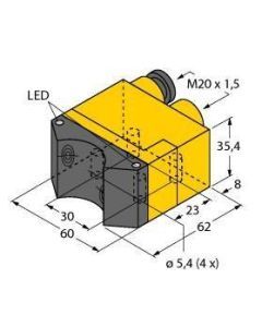 NI4-DSU35TC-2Y1X2, Induktiver Sensor, Doppelsensor für Schwenkantriebe