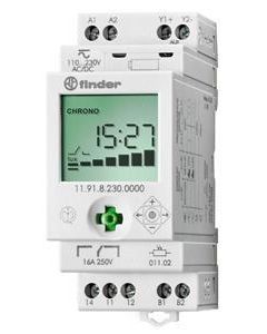 11.91.8.230.0000, Dämmerungsschalter und Schaltuhr, bis 150 Lux, 1 Wechsler 16 A + 1 Modulausgang, für 230 V AC