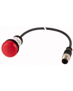 C22-L-R-24-P5, Leuchtmelder, flach, Kabel (schwarz) mit M12A-Stecker, 4-polig, 1 m, Linse rot, LED rot, 24 V AC/DC