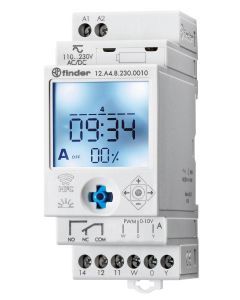 12.A4.8.230.0010, ASTRO-Zeitschaltuhr für Reiheneinbau, Joystick-Programmierung, NFC-programmierbar, 1 analoger Ausgang: 0-10 V oder PWM, 1 Wechsler 16 A, für 230 V AC