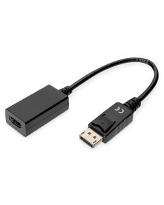 AK-340408-001-S, DisplayPort Adapterkabel, DP - HDMI Typ A St/Bu, 0.15m,m/Verriegelung, DP 1.1a kompatibel, UL, CE, bl