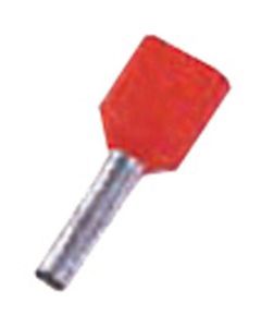 ICIAE110Z, Isolierte Zwillingsaderendhülse 2 x 1qmm 10 mm Länge verzinnt rot