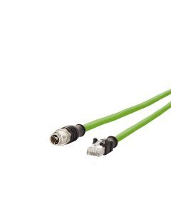 142M2X15050, M12 Industrial Ethernet Leitung, X-kodiert, 5,0 m, M12 Stecker gerade - RJ45 Stecker gerade, PUR