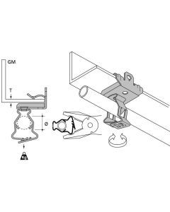 HEH814-GM2632, Trägerklammer Leitungsrohr, verschliessbar, vertikal, Flanschstärke 8…14mm, Rohrdurchmesser 26…32mm