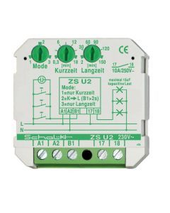 ZS U2, Lichtzeit-Impulsschalter ZS U2  mit 3 Modi, 1 Schliesser, 16A, Unterputz