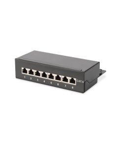 DN-91608SD, DIGITUS Desktop CAT 6 Patch Panel, geschirmt Klasse E, 8-Port RJ45, 8P8C, LSA, Farbe Schwarz RAL 9005