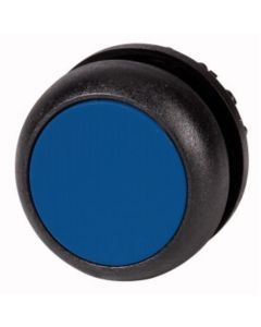M22S-DL-B, Leuchtdrucktaste, RMQ-Titan, flach, tastend, blau, unbeschriftet, Frontring Schwarz