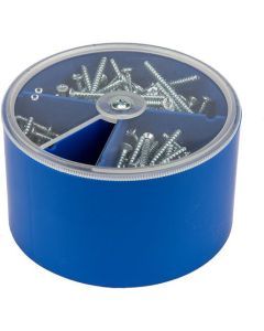 NGSUNISET.01, Kombi Geräteschrauben PZ1 / Schlitz (+/-) in der Schraubenbox (blau) gefüllt mit  je 100 Stück 15,25 und 40 mm (Preis 100 Boxen / Abgabe ab 1 Stück)