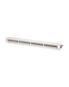 130921-E, E-DAT modul 24x8(8) 1HE Patchfeld Cat.6A, Edelstahl