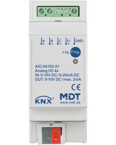 AIO-0410V.01, Analog I/O 4-fach, 2TE, REG, 0-10 V, Ein-/Ausgang umschaltbar