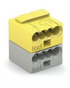 243-212, 4-Leiter-Buchsenklemme für KNX Ø 0,8 mm Rastermaß 5,75 mm 2-polig lichtgrau/gelb