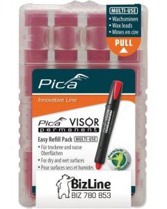 BIZ 780853, Wachs-Ersatzminen rot für Pica Visor BIZ 780 852 (x 4)