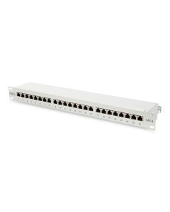 DN-91624S, DIGITUS CAT 6, Klasse E Patch Panel, geschirmt 24-Port RJ45, 8P8C, LSA, 1HE, Rack Mount, Farbe Grau (RAL 7035)