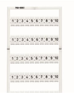 793-5502, WMB-Beschriftungskarte 1 ... 10 (10x) dehnbar 5 - 5,2 mm Aufdruck waagerecht weiß