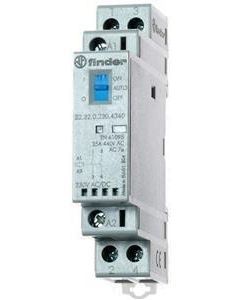 22.32.0.024.4340, Schütz für Reiheneinbau, 2 Schließer 25 A, Spule 24 V AC/DC, On-Auto-Off - Schalter, LED-Anzeige