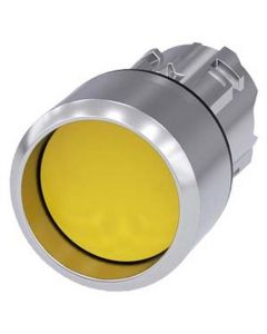 3SU1050-0CB30-0AA0, Drucktaster, 22mm, rund, Metall, hochglanz, gelb, Frontring